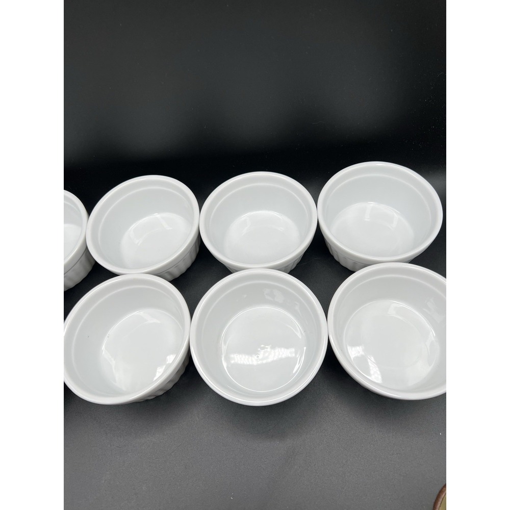 6 oz Stoneware Ramekins Set of 8 White Porcelain Creme Brulee Souffle Ramekin